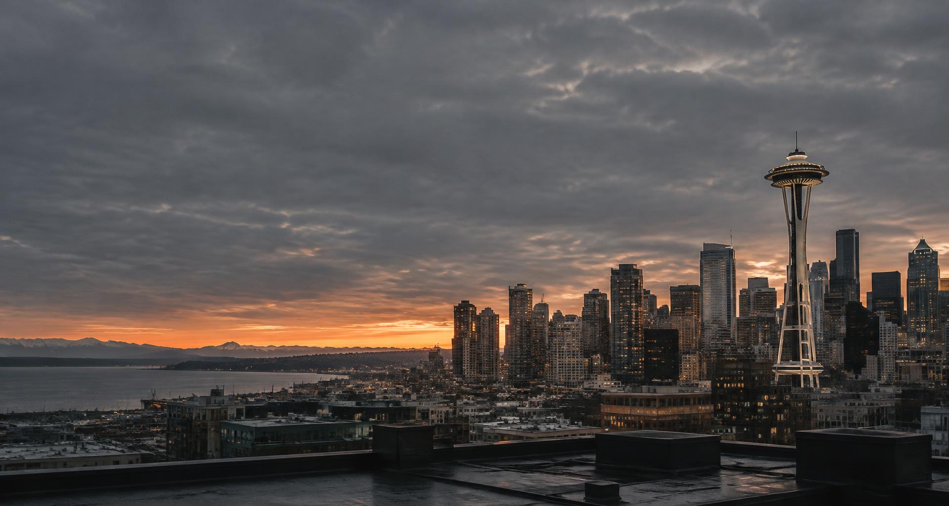 Seattle skyline at sunset